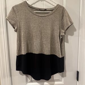 THML Blouse Womens S Tan & Black Sleeve Knit Tunic Top with rayon black bottom